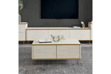 Imaj Soffbord 90 cm Rektangulärt med Lådor i Målat Trä - Beige - Möbler - Bord & matgrupp - Soffbord