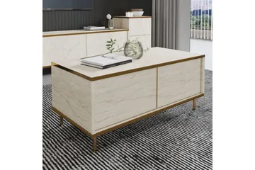 Imaj Soffbord 90 cm Rektangulärt med Lådor i Målat Trä - Beige - Möbler - Bord & matgrupp - Soffbord