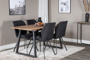 Inca Matgrupp 160 cm Rektangulär med 4 Gemma stolar - Svart - Möbler - Bord & matgrupp - Matgrupp
