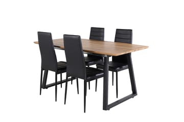Inca Matgrupp 160 cm Rektangulär med 4 Slim stolar - Svart - Möbler - Bord & matgrupp - Matgrupp