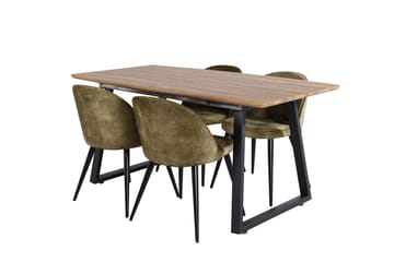 Inca Matgrupp 160 cm Rektangulär med 4 Velvet stolar - Svart - Möbler - Bord & matgrupp - Matgrupp