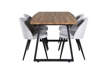 Inca Matgrupp 160 cm Rektangulär med 4 Velvet Stolar - Svart - Möbler - Bord & matgrupp - Matgrupp