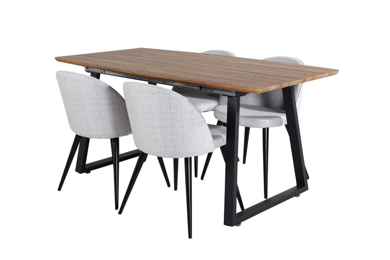 Inca Matgrupp 160 cm Rektangulär med 4 Velvet Stolar - Svart - Möbler - Bord & matgrupp - Matgrupp