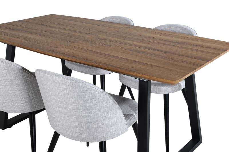 Inca Matgrupp 160 cm Rektangulär med 4 Velvet Stolar - Svart - Möbler - Bord & matgrupp - Matgrupp