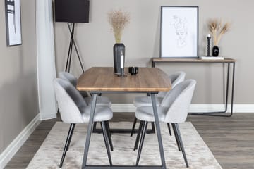 Inca Matgrupp 160 cm Rektangulär med 4 Velvet Stolar - Svart - Möbler - Bord & matgrupp - Matgrupp