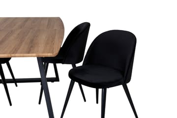 Inca Matgrupp 160 cm Rektangulär med 4 Velvet stolar - Svart - Möbler - Bord & matgrupp - Matgrupp