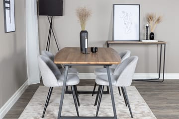 Inca Matgrupp 160 cm Rektangulär med 4 Velvet Stolar - Svart - Möbler - Bord & matgrupp - Matgrupp