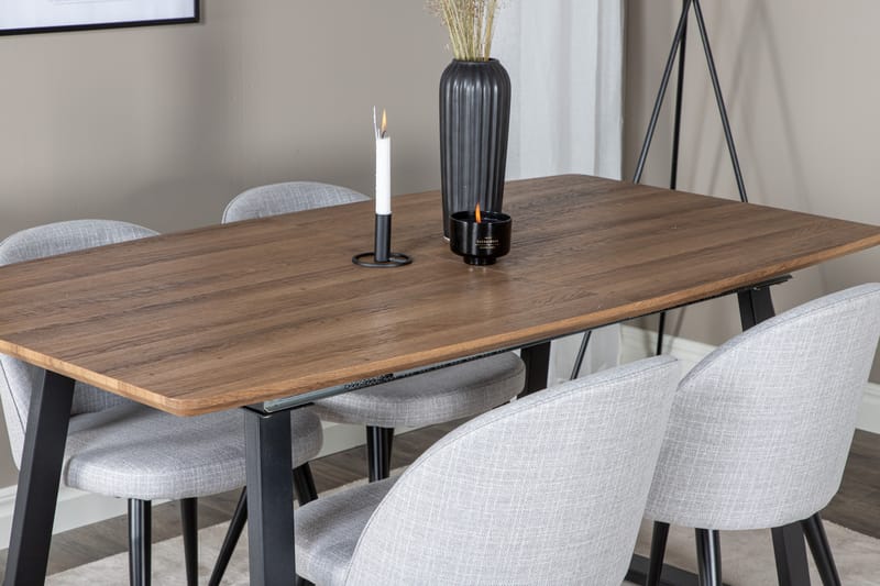 Inca Matgrupp 160 cm Rektangulär med 4 Velvet Stolar - Svart - Möbler - Bord & matgrupp - Matgrupp