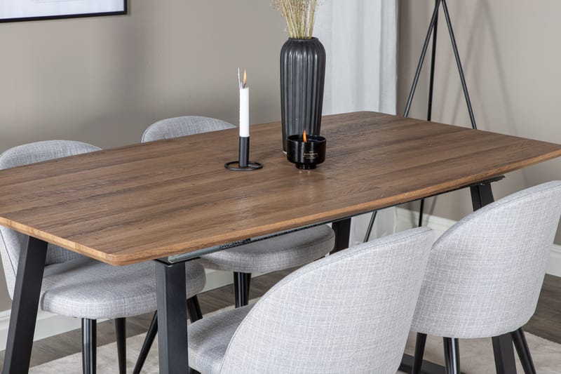 Inca Matgrupp 160 cm Rektangulär med 4 Velvet Stolar - Svart - Möbler - Bord & matgrupp - Matgrupp