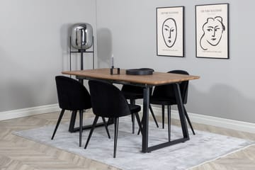 Inca Matgrupp 160 cm Rektangulär med 4 Velvet stolar - Möbler - Bord & matgrupp - Matgrupp