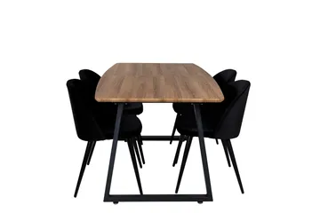 Inca Matgrupp 160 cm Rektangulär med 4 Velvet stolar - Möbler - Bord & matgrupp - Matgrupp