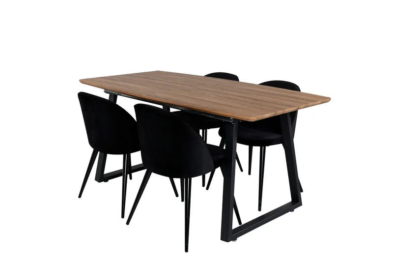 Inca Matgrupp 160 cm Rektangulär med 4 Velvet stolar - Möbler - Bord & matgrupp - Matgrupp
