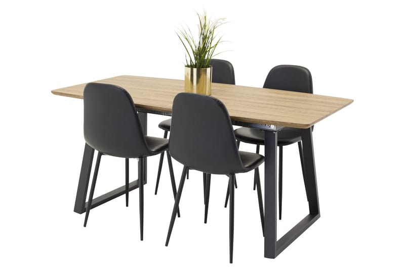 Inca Matgrupp 160 cm Rektangulär med 4 Polar stolar, Svart