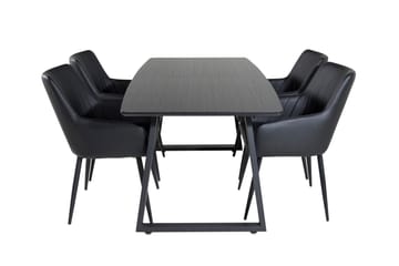 Inca Matgrupp Förlängningsbar 160 cm Rektangulär med 4 Comfort stolar - Svart - Möbler - Bord & matgrupp - Matgrupp