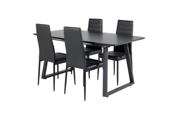 Inca Matgrupp Förlängningsbar 160 cm Rektangulär med 4 Slim stolar - Möbler - Bord & matgrupp - Matgrupp