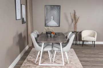 Inca Matgrupp Förlängningsbar 160 cm Rektangulär med 4 Velvet Deluxe stolar - Ljusgrå - Möbler - Bord & matgrupp - Matgrupp