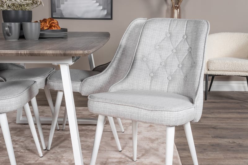 Inca Matgrupp Förlängningsbar 160 cm Rektangulär med 4 Velvet Deluxe stolar - Ljusgrå - Möbler - Bord & matgrupp - Matgrupp