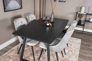 Inca Matgrupp Förlängningsbar 160 cm Rektangulär med 4 Velvet Deluxe stolar - Svart/Ljusgrå - Möbler - Bord & matgrupp - Matgrupp