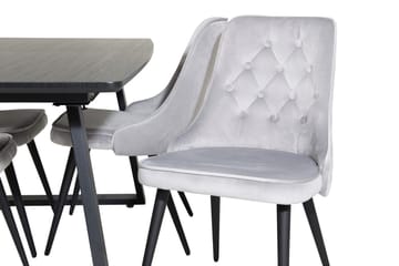 Inca Matgrupp Förlängningsbar 160 cm Rektangulär med 4 Velvet Deluxe stolar - Svart/Ljusgrå - Möbler - Bord & matgrupp - Matgrupp
