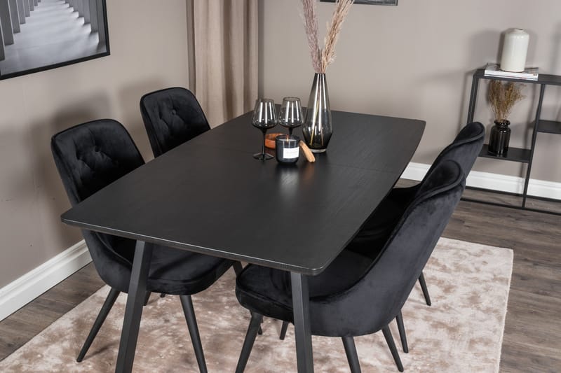 Inca Matgrupp Förlängningsbar 160 cm Rektangulär med 4 Velvet Deluxe stolar - Möbler - Bord & matgrupp - Matgrupp