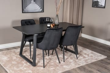 Inca Matgrupp Förlängningsbar 160 cm Rektangulär med 4 Velvet Deluxe stolar - Möbler - Bord & matgrupp - Matgrupp
