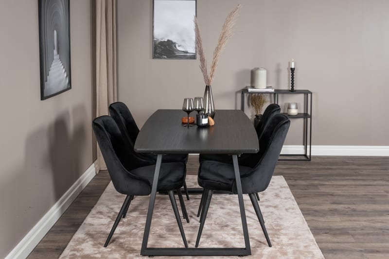 Inca Matgrupp Förlängningsbar 160 cm Rektangulär med 4 Velvet Deluxe stolar - Möbler - Bord & matgrupp - Matgrupp