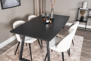 Inca Matgrupp Förlängningsbar 160 cm Rektangulär med 4 Velvet stolar - Beige - Möbler - Bord & matgrupp - Matgrupp