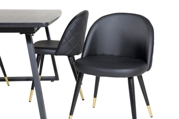 Inca Matgrupp Förlängningsbar 160 cm Rektangulär med 4 Velvet stolar - Svart - Möbler - Bord & matgrupp - Matgrupp