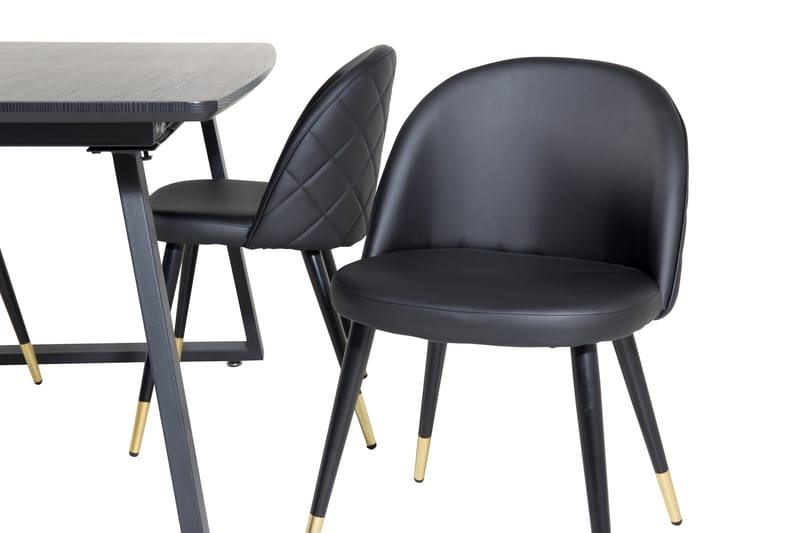 Inca Matgrupp Förlängningsbar 160 cm Rektangulär med 4 Velvet stolar - Svart - Möbler - Bord & matgrupp - Matgrupp