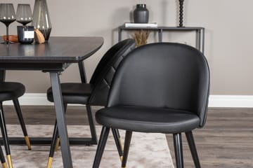 Inca Matgrupp Förlängningsbar 160 cm Rektangulär med 4 Velvet stolar - Svart - Möbler - Bord & matgrupp - Matgrupp