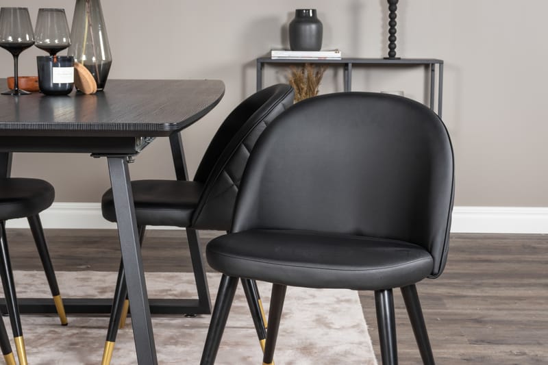 Inca Matgrupp Förlängningsbar 160 cm Rektangulär med 4 Velvet stolar - Svart - Möbler - Bord & matgrupp - Matgrupp
