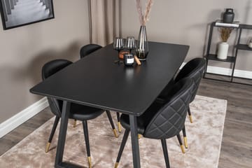 Inca Matgrupp Förlängningsbar 160 cm Rektangulär med 4 Velvet stolar - Svart - Möbler - Bord & matgrupp - Matgrupp