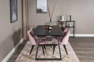 Inca Matgrupp Förlängningsbar 160 cm Rektangulär med 4 Velvet stolar - Möbler - Bord & matgrupp - Matgrupp