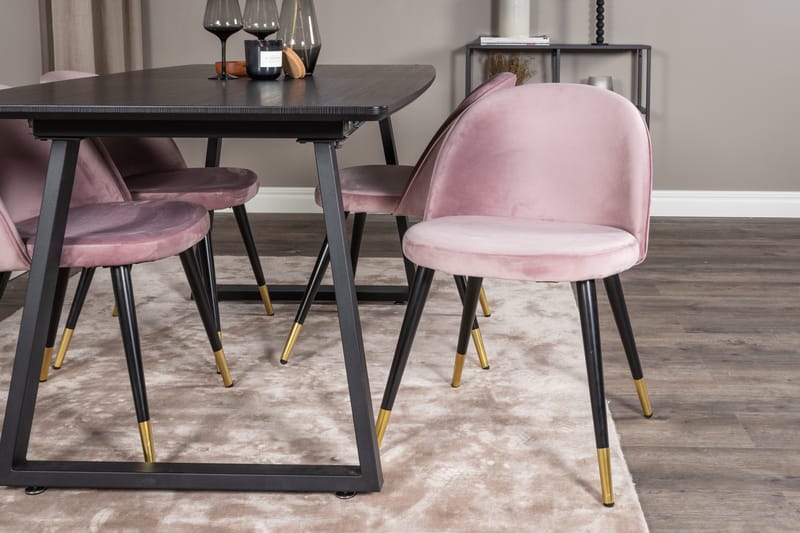 Inca Matgrupp Förlängningsbar 160 cm Rektangulär med 4 Velvet stolar - Möbler - Bord & matgrupp - Matgrupp