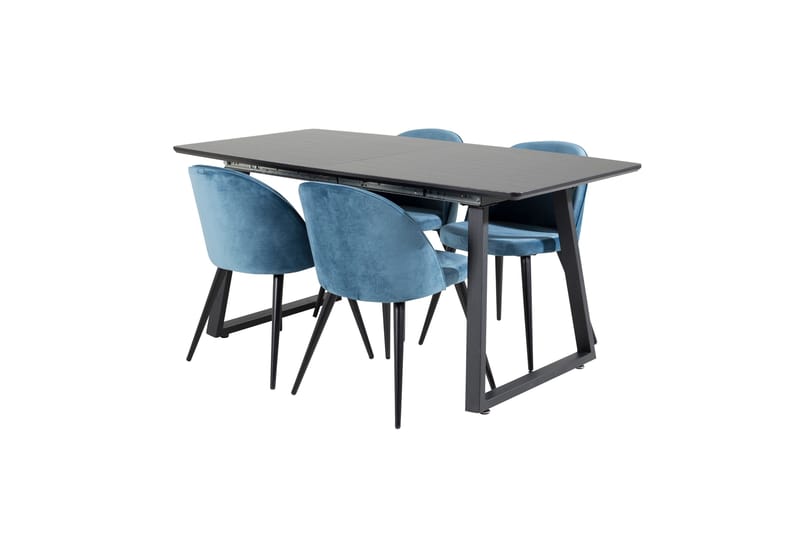 Inca Matgrupp Förlängningsbar 160 cm Rektangulär med 4 Velvet stolar - Möbler - Bord & matgrupp - Matgrupp
