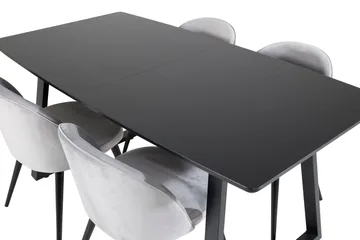 Inca Matgrupp Förlängningsbar 160 cm Rektangulär med 4 Velvet stolar - Möbler - Bord & matgrupp - Matgrupp