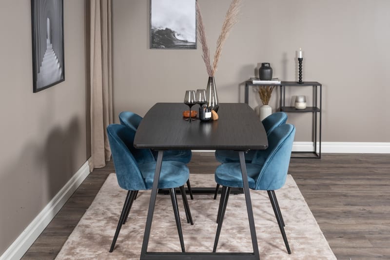 Inca Matgrupp Förlängningsbar 160 cm Rektangulär med 4 Velvet stolar - Möbler - Bord & matgrupp - Matgrupp