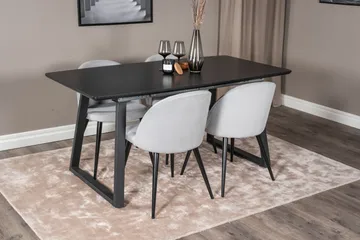 Inca Matgrupp Förlängningsbar 160 cm Rektangulär med 4 Velvet stolar - Möbler - Bord & matgrupp - Matgrupp