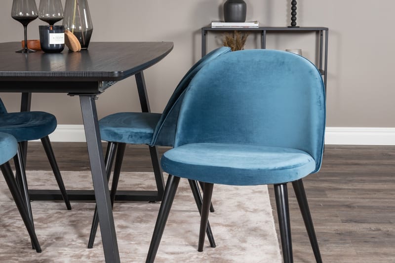Inca Matgrupp Förlängningsbar 160 cm Rektangulär med 4 Velvet stolar - Möbler - Bord & matgrupp - Matgrupp