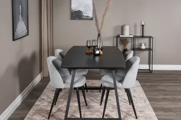 Inca Matgrupp Förlängningsbar 160 cm Rektangulär med 4 Velvet stolar - Möbler - Bord & matgrupp - Matgrupp