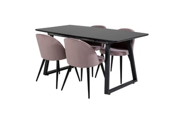 Inca Matgrupp Förlängningsbar 160 cm Rektangulär med 4 Velvet stolar - Möbler - Bord & matgrupp - Matgrupp