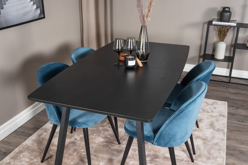 Inca Matgrupp Förlängningsbar 160 cm Rektangulär med 4 Velvet stolar - Möbler - Bord & matgrupp - Matgrupp
