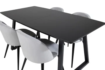 Inca Matgrupp Förlängningsbar 160 cm Rektangulär med 4 Velvet stolar - Möbler - Bord & matgrupp - Matgrupp