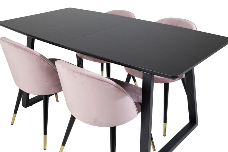 Inca Matgrupp Förlängningsbar 160 cm Rektangulär med 4 Velvet stolar - Möbler - Bord & matgrupp - Matgrupp