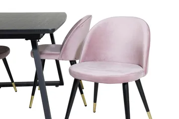 Inca Matgrupp Förlängningsbar 160 cm Rektangulär med 4 Velvet stolar - Möbler - Bord & matgrupp - Matgrupp