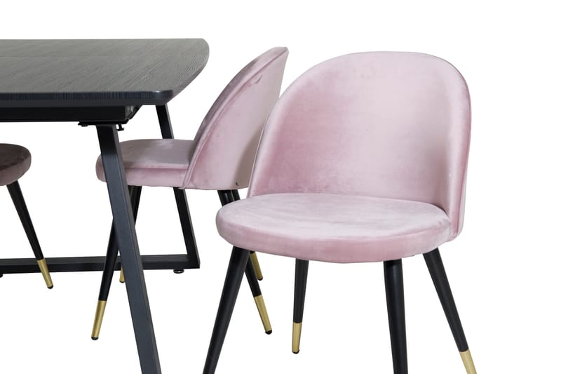 Inca Matgrupp Förlängningsbar 160 cm Rektangulär med 4 Velvet stolar - Möbler - Bord & matgrupp - Matgrupp