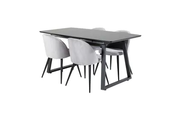Inca Matgrupp Förlängningsbar 160 cm Rektangulär med 4 Velvet stolar - Möbler - Bord & matgrupp - Matgrupp