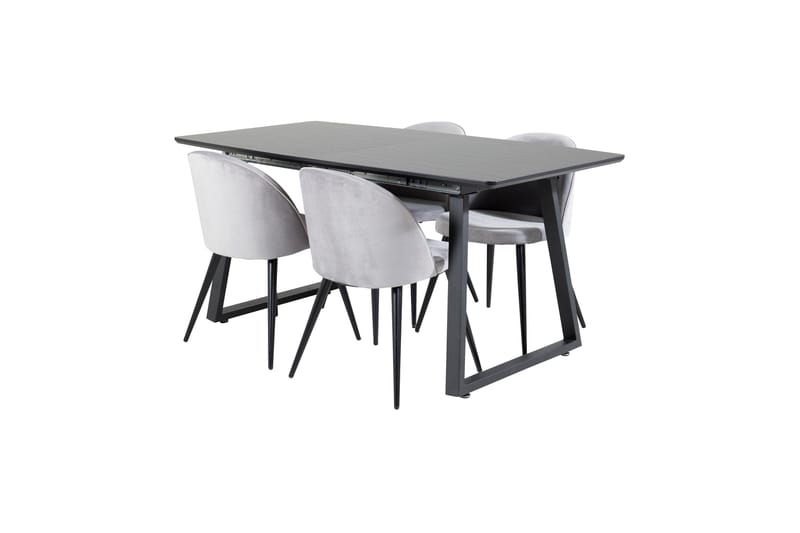 Inca Matgrupp Förlängningsbar 160 cm Rektangulär med 4 Velvet stolar - Möbler - Bord & matgrupp - Matgrupp