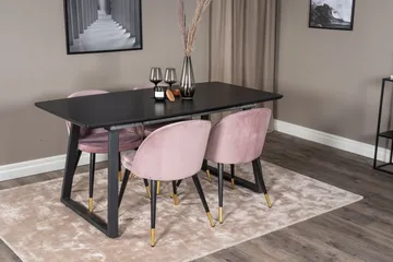 Inca Matgrupp Förlängningsbar 160 cm Rektangulär med 4 Velvet stolar - Möbler - Bord & matgrupp - Matgrupp