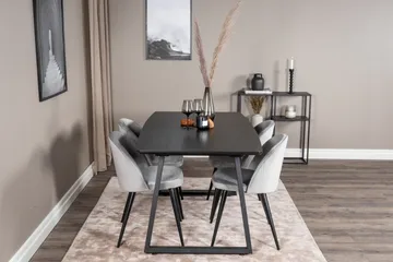 Inca Matgrupp Förlängningsbar 160 cm Rektangulär med 4 Velvet stolar - Möbler - Bord & matgrupp - Matgrupp